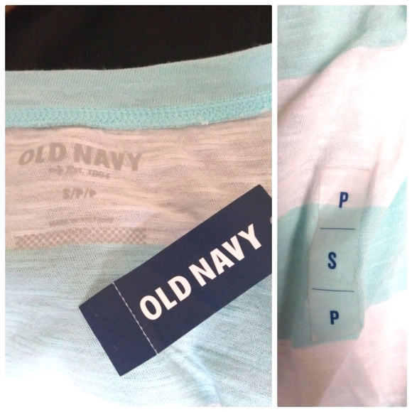 *SOLD* Y2K Old Navy Striped Ruffled Henley Top in White and Teal-Size S - Picture 5 of 5